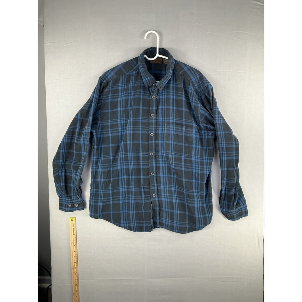 Marino Bay Men's XL Plaid Button Down Shirt Blue Black Long Sleeve Cotton Blend